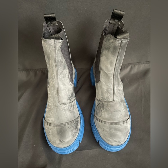 GANNI Women's Blue City Two-tone Rubber Chelsea Boots - Picture 2 of 6